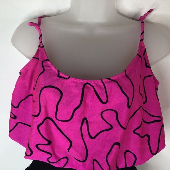 Cole of California Womens Swimsuit Size 10 Pink Black One Piece Vintage 1980s - Picture 4 of 10